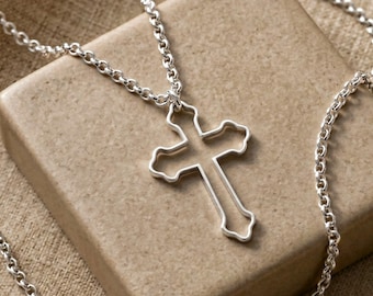 Greek Orthodox Cross Necklace, Sterling Silver 925
