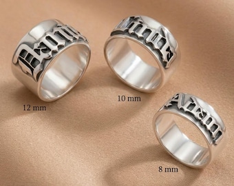 Old English Name Ring Sterling Silver