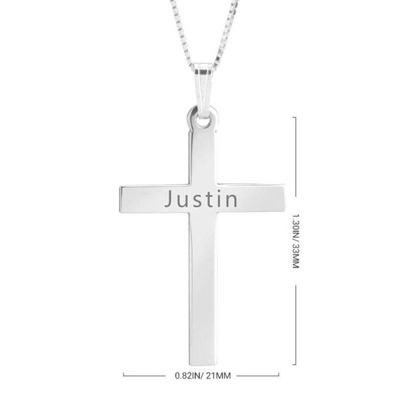 Engraved Cross Necklace Sterling Silver 925 or 24K Gold Plated Custom ...