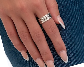 Custom Bible Verse Hebrew Ring Sterling Silver