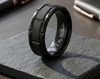 Mens Tungsten Ring with Secret Message