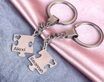 Personalized puzzle Keychain Set for Couples