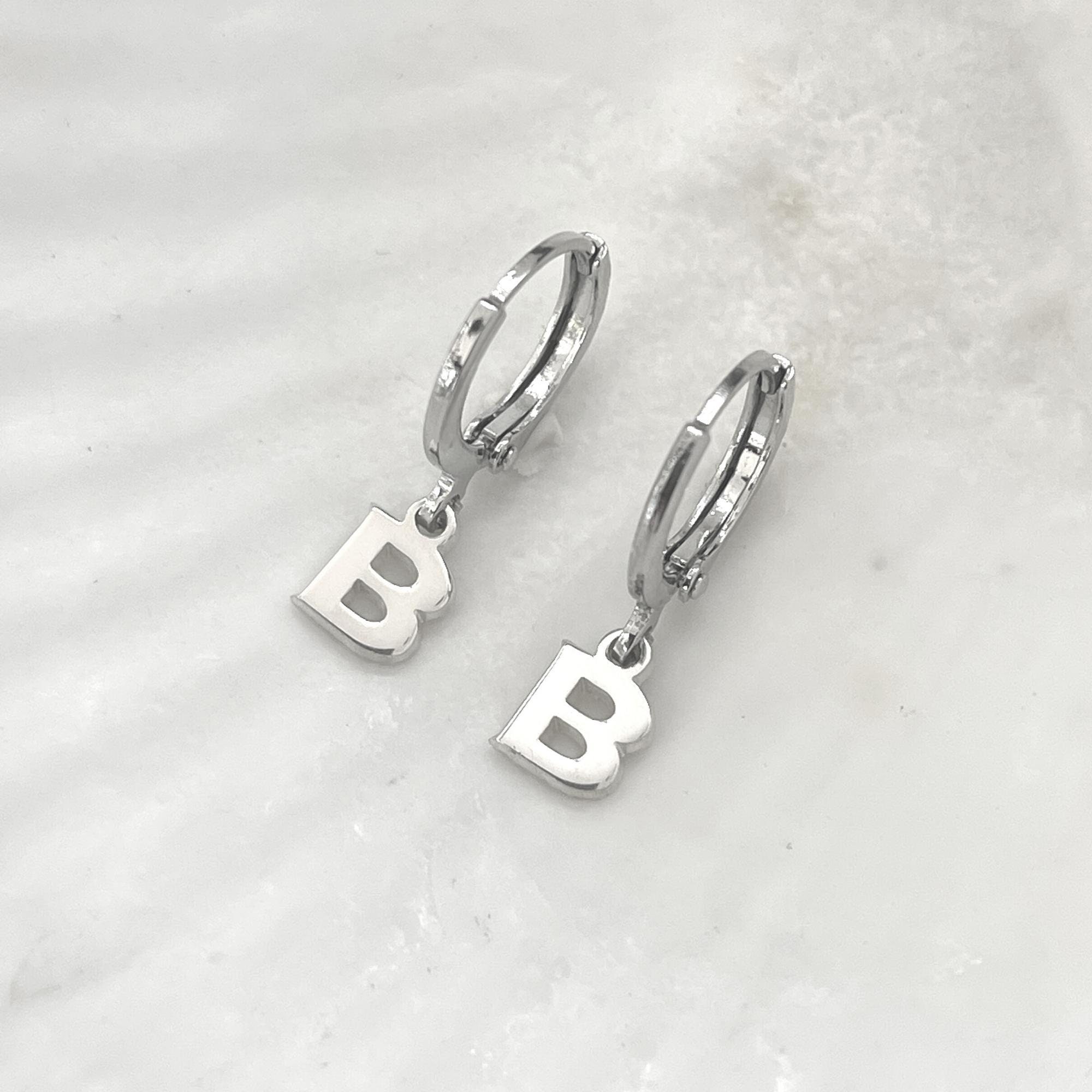 Silvora Dainty Initial Letter A Hoop Earrings, Sterling Silver