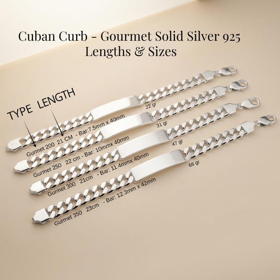Sterling Silver Cuban Link ID Bracelet – Custom Engraved Bar