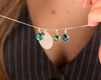 Mama Necklace with Kids Birthstone Charms