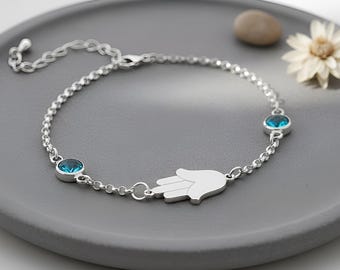 Double Birthstone Hamsa Bracelet