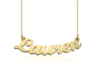 14K Gold Curved Name Necklace