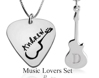 Matching Guitar Necklaces Sterling Silver