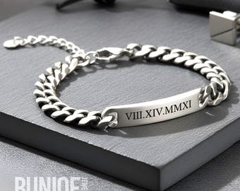 Custom Engraved Bracelet Black Stainless Steel
