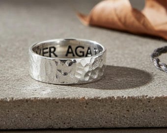 Hebrew Ring Hammered Sterling Silver