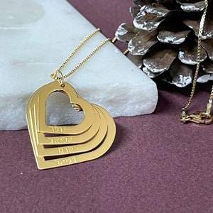 Mother Hearts Necklace with Multiple Kids Names Sterling Silver - Mothers Day Jewelry - Personalized Grandma Gift from Grandkids
