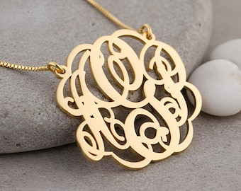 Split Chain Monogram Necklace