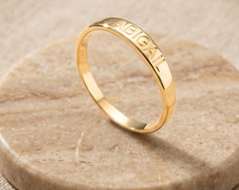 Dainty Engraved Name Ring