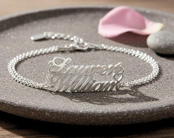 Double Name Bracelet with Heart