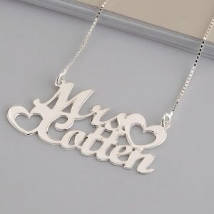 Two Name Necklace and Heart Sterling Silver - Double Name Pendant - Gift for Couples - Personalized Jewelry Gift for Her