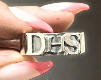 Customized Signet Ring for Mom and Dad with Bold Kids Initials