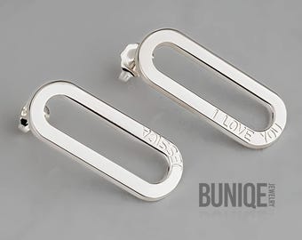 Chunky Chain Link Earrings Sterling Silver