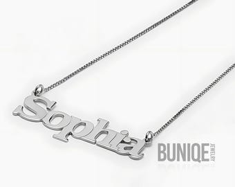 Cartoon Name Necklace Sterling Silver