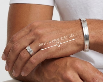 Sterling Silver Matching Ring and Cuff Set
