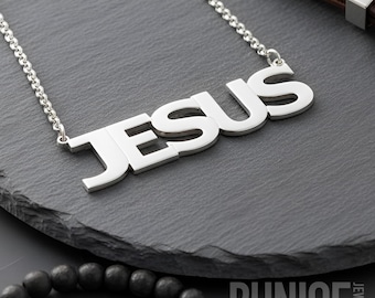 Extra Large Name Necklace, Sterling Silver Big Nameplate