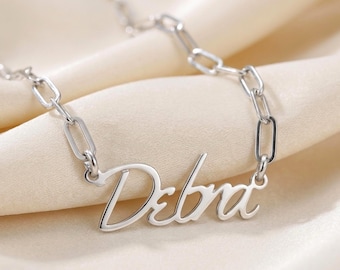 Custom Paperclip Name Necklace, Sterling Silver