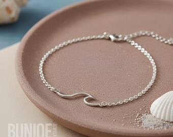 Sterling Silver Wave Ankle Bracelet for Women