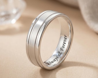 Silver Secret Message Ring for Men, Custom Engraved Band