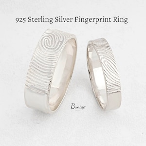 Sterling Silver Fingerprint Ring Set: Personalized Promise Rings