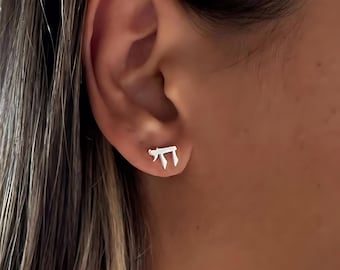 Hebrew Chai Earrings Sterling Silver Studs