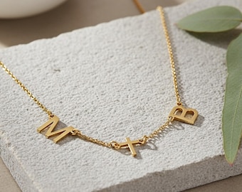 Two Initials Cross Charm Necklace
