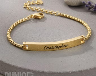 Custom Engraved Mens Bracelet Silver Stainless Steel