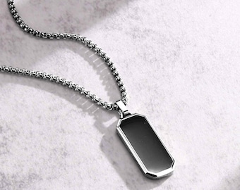 Black Dog Tag Necklace with Secret Message