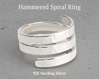Spiral Hammered Ring 925 Sterling Silver