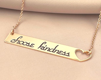 Custom Engraved Heart Bar Necklace