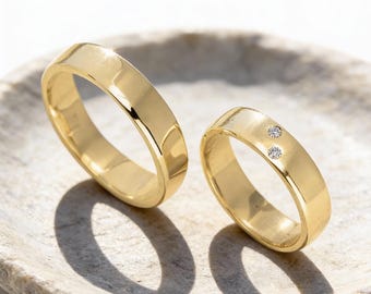 His & Hers Diamond Promise Ring Set Sterling Silver, Gold