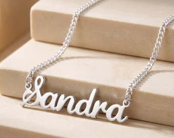 Personalized Cuban Name Necklace, Sterling Silver