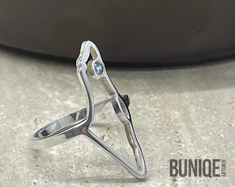 Birthstone Israel Map Ring Sterling Silver