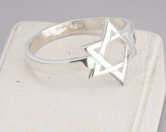 Sterling Silver Star of David Ring - Gold / Rose Gold Plated