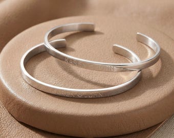 Matching Engraved Couple Cuff Bracelets