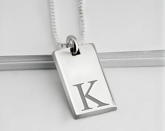 Tag Initial Necklace Sterling Silver