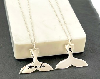 Custom Engraved Whale Tail Necklace