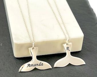 Custom Engraved Whale Tail Necklace