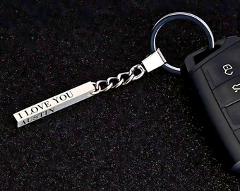3D Bar Metal Keychain Set  • 4 Sides Custom Engraved