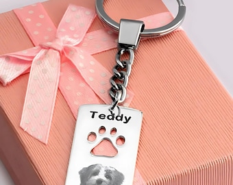 Custom Dog Photo Keychain Sterling Silver