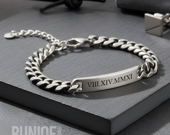Custom Engraved Bracelet Black Stainless Steel