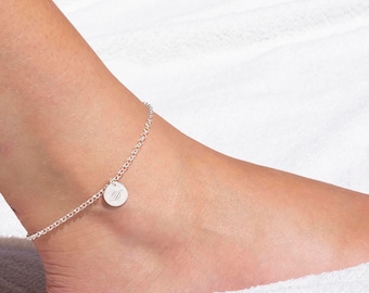 Engraved Initial Anklet for Women
