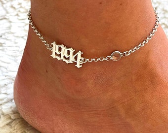 Old English Number Anklet