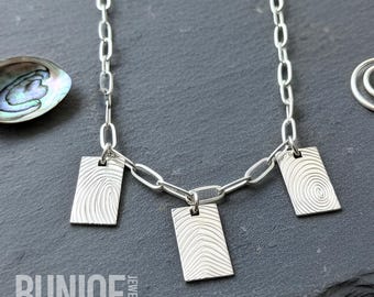 Paperclip Necklace with Multiple Fingerprint Charms