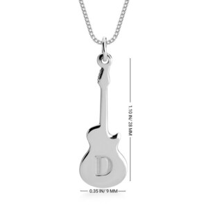 Matching Guitar Necklace Set for Couple 925 Sterling Silver Engraved Guitar Pick & Tiny Guitar Initial Necklace Music Lovers Jewelry image 5