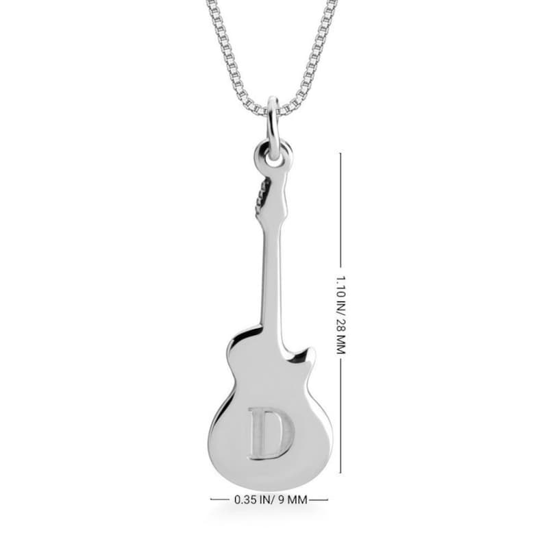 Matching Guitar Necklace Set for Couple 925 Sterling Silver Engraved Guitar Pick & Tiny Guitar Initial Necklace Music Lovers Jewelry image 5